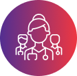 Icon of 3 healthcare professionals.
